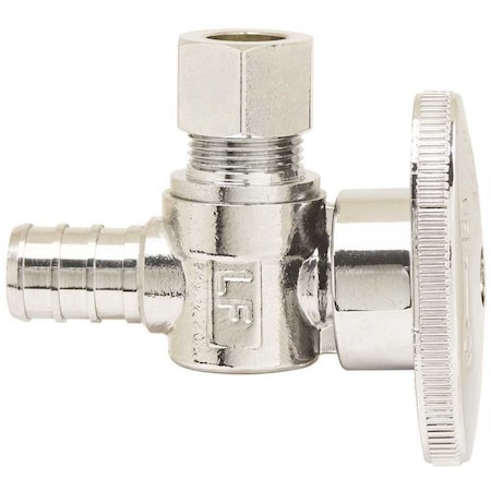 Brasscraft PLUMB SHOP 1/2 in. Nominal Crimp Barb PEX x 3/8 in. O.D. Compression 1/4 in. Turn Angle Stop PLB104X P